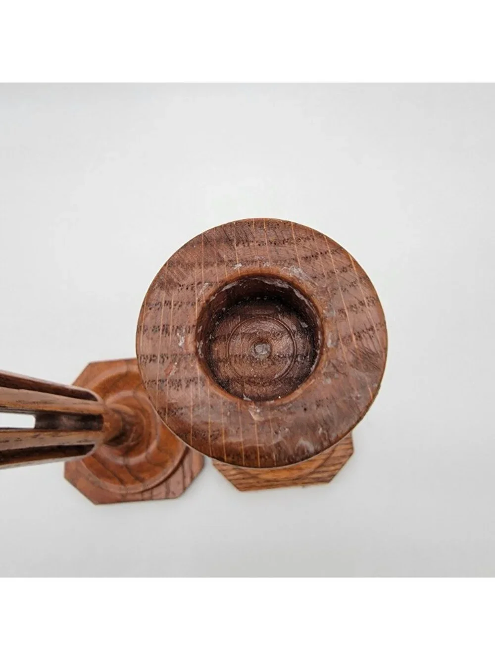 Vintage Hand-Carved Olive Wood Candlestick Holders Pair